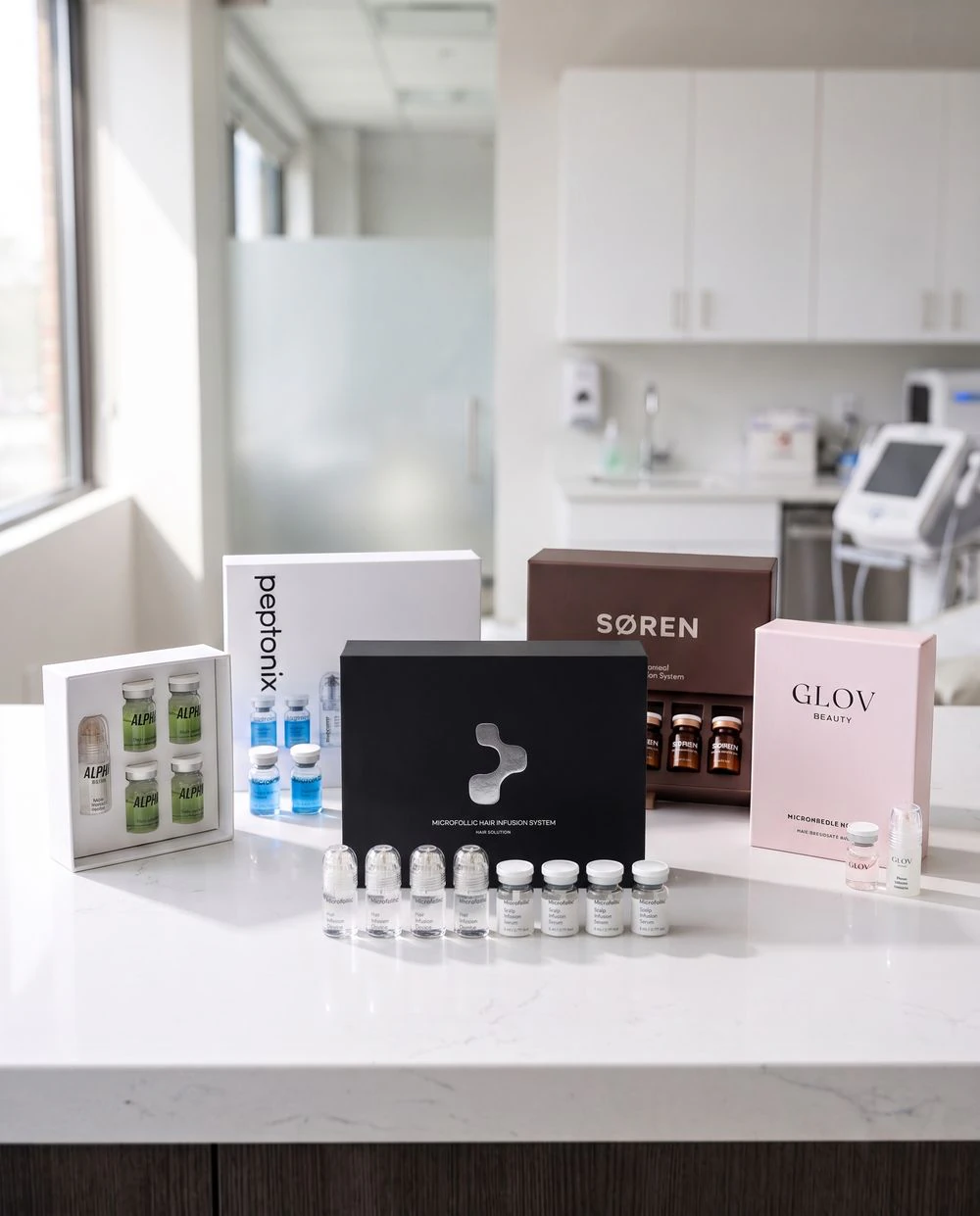The 5 micro infusion hair systems compared, side by side on a clinic counter